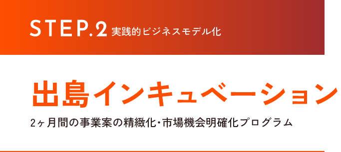 STEP.2 実践的ビジネスモデル化 出島インキュベーション