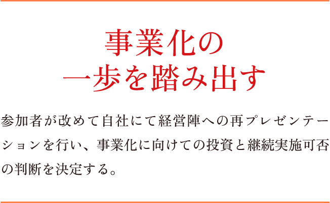事業化の一歩を踏み出す