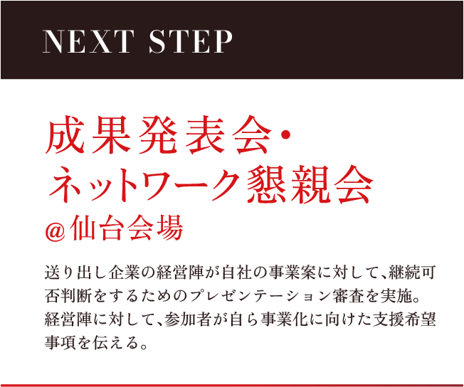 NEXT STEP 成果発表会・ネットワーク懇親会@仙台会場